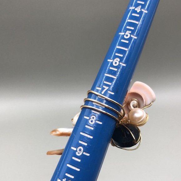 Artisan big statement size beach boho shell wire ring pearls mop faux pearls. - Picture 6 of 6